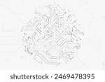 Computer circuit board texture. Technology pattern. Abstract illustration of silicon chip. Digital tech background in white and gray colors.