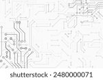 Computer circuit board texture. Technology pattern. Abstract illustration of silicon chip. Digital tech background in white and gray colors.