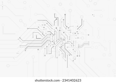 Computer circuit board texture. Technology pattern. Abstract illustration of silicon chip. Digital tech background in black and white colors.