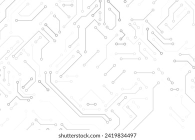 Textur der Computerplatine. Technologiemuster. Abstrakte Illustration des Silizium-Chips. Digital-Tech-Hintergrund in weiß-grauem Hintergrund.