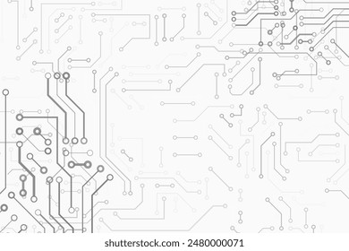 Computer circuit board texture. Technology pattern. Abstract illustration of silicon chip. Digital tech background in white and gray colors.