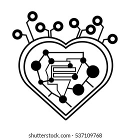computer circuit heart electronic component linear vector illustration eps 10