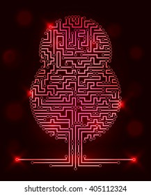 Computer circuit scheme tree. Technology icon. Network concept. Light, shine. Vector illustration.