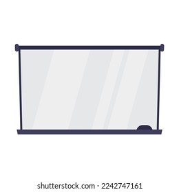 Comic-Illustration im Computerunterricht. Wandschirm zum Anzeigen von Bildern aus Projektor einzeln auf weißem Hintergrund. Konzept Schule, Studium, Bildung, Ausrüstung