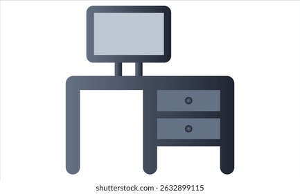 Computer Clean office desk icon on white background