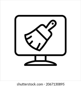 Computer cleanup vector icon symbol design