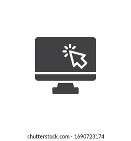 Computer click cursor vector icon. filled flat sign for mobile concept and web design. Monitor with mouse cursor glyph icon. Symbol, logo illustration. Vector graphics
