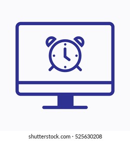 Computer Clock Icon Symbol with Computer Icon Design Outline 