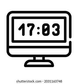 computer clock line icon vector. computer clock sign. isolated contour symbol black illustration
