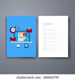 Computer cloud backup infographic. Design Set of Web, Mail, Brochures. Mobile, Technology, and Infographic Concept. Modern flat and line icons. SaaS, web app design template. Mobile interface