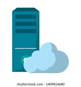 computer and cloud icon cartoon isolated vector illustration graphic design