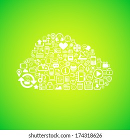 Computer cloud icon, concept vector background illustration