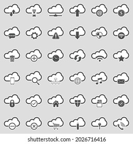 Iconos en la nube de la computadora. Diseño de pegatinas. Ilustración vectorial.