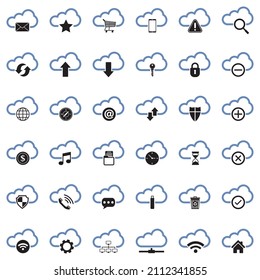 Computer Cloud Icons. Two Tone Flat Design. Vector Illustration.
