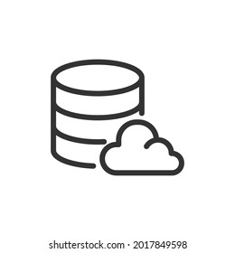 Computer cloud line icon, sign or symbol. Premium pictogram in trendy outline style. Computer cloud pixel perfect vector icon isolated on a white background.