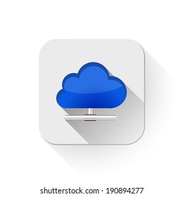 computer cloud With long shadow over app button