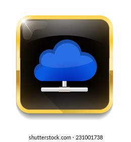 computer cloud With long shadow over app button