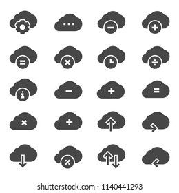 Computer cloud related gray icons. Vector icon set.