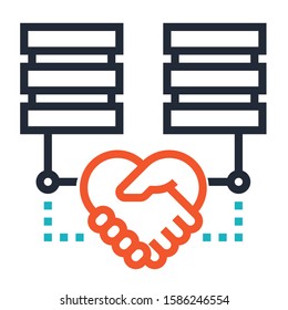 Computer cloud related line icons. Vector icon set.
