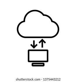 Computer and cloud sign. Information exchange sign