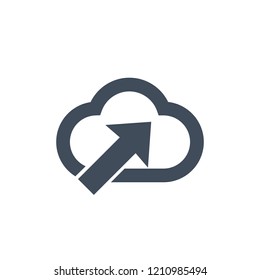 Computer Cloud Storage upload information vector Icon with arrow. vector Illustration.