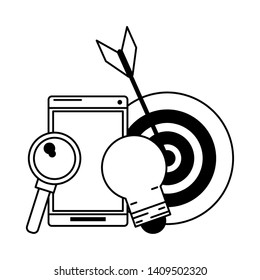 computer with cloud tranfer symbol and gears icon cartoon vector illustration graphic design black and white