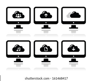 Computer and cloud vector icons set for web