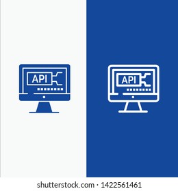 Computer, Code, Coding, Education Line and Glyph Solid icon Blue banner