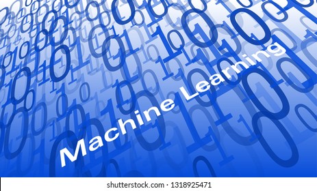 Computer code for machine learning data processing, binary code digits background