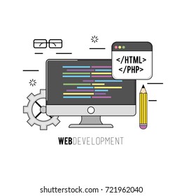 computer with code programing software data