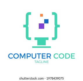 computer code vector logo template design