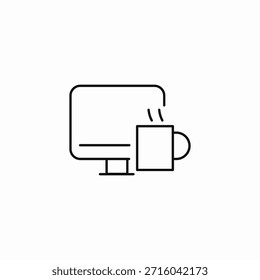 Vector de signo de icono de pausa de café de computadora