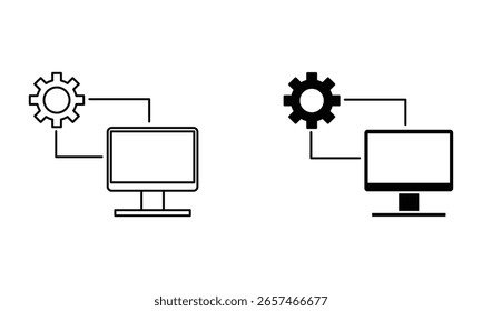 computador com roda dentada, ilustração de ícone de engenharia de computador vetor