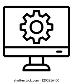 Computer with cogwheel symbolizing computer setting icon