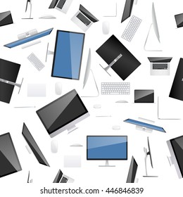 Computer collection on seamless pattern and texture background.
