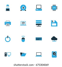 Computer Colorful Icons Set. Collection Of Control, File, Network And Other Elements. Also Includes Symbols Such As Access, Internet, Disk.