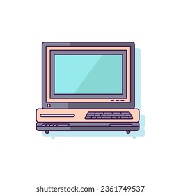 Computer Colourful Vector Flat Illustration. Perfect for different cards, textile, web sites, apps 