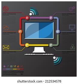 Computer Communication Connection Timeline Business Infographic Design Template