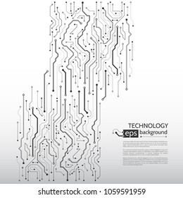 Computer communication cybernetic element. Circuit board vector illustration. High-tech technology background texture.