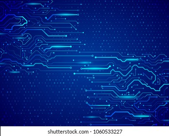 Computer communication cybernetic element. Circuit board vector illustration. High-tech technology background texture.