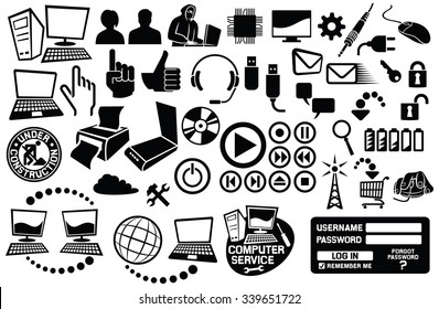 computer and communication icons set