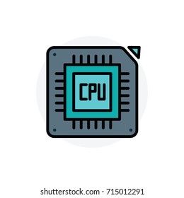 Computer component CPU concept Isolated Line Vector Illustration editable Icon