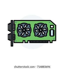 Computer component  graphic card concept Isolated Line Vector Illustration editable Icon