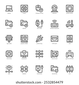 Computer Component icon pack for your website, mobile, presentation, and logo design. Computer Component icon outline design. Vector graphics illustration and editable stroke.