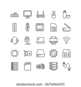 Computer Component Icon Set illustration on white background vol 01