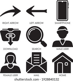 computer component icons pack solid or glyph  style for web mobile app presentation printing