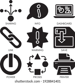 computer component icons pack solid or glyph  style for web mobile app presentation printing