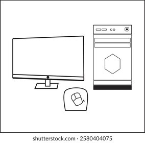 Computer component illustration icon, flat, asset, element, outline icon
