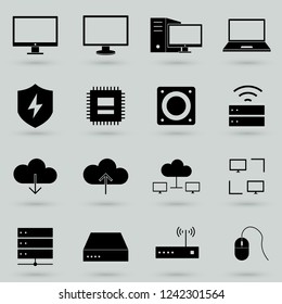 Computer components icons set