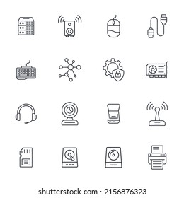 computer components icons set . computer components pack symbol vector elements for infographic web